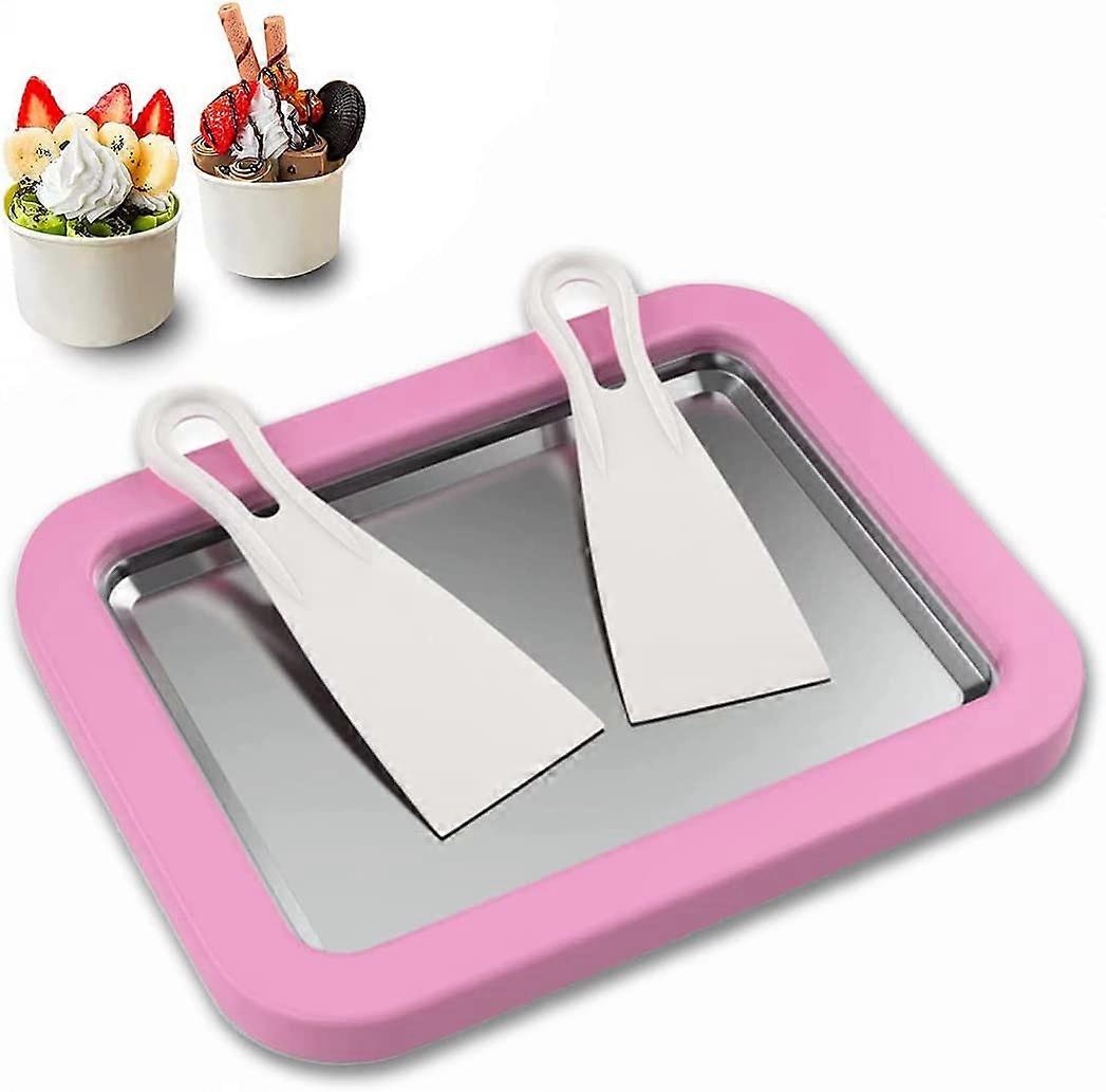 Ice Cream Roll Maker Machine for Home, with 2 Spatulas, Pink