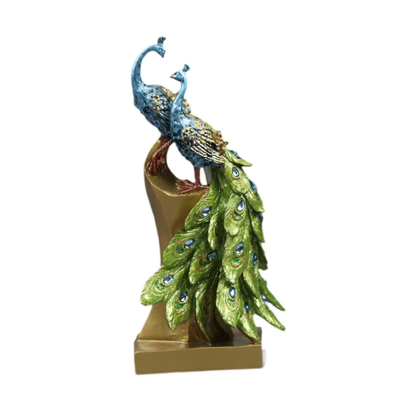 Peacock Statue Modern Resin Tabletop Ornament for Bookshelf Entrance Bedroom Style A