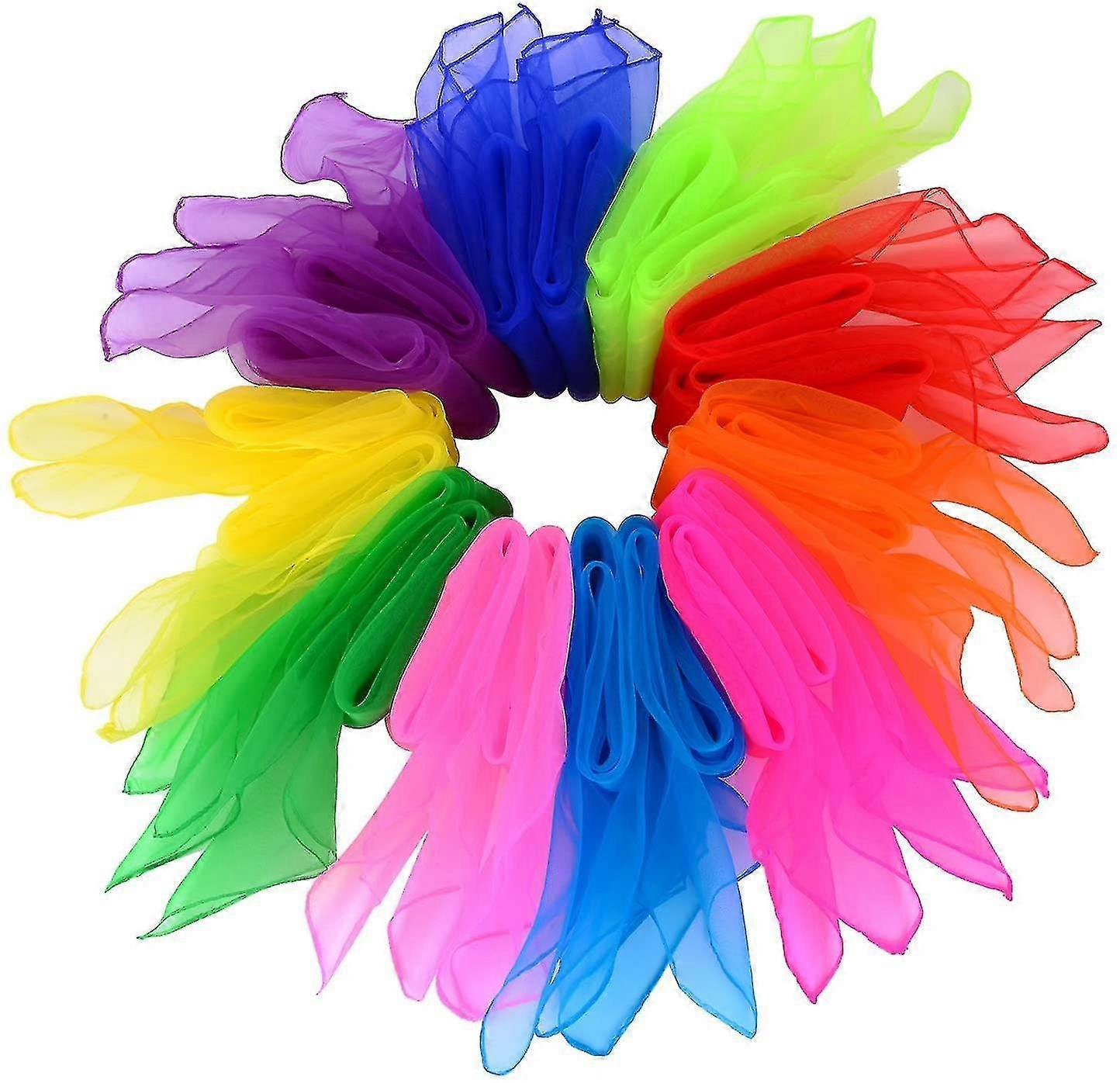 20 Pieces Dance Scarves Juggling Scarves Magic Scarves Rhythm Band Scarves, Multicolor, Square, 24 By 24 Inches