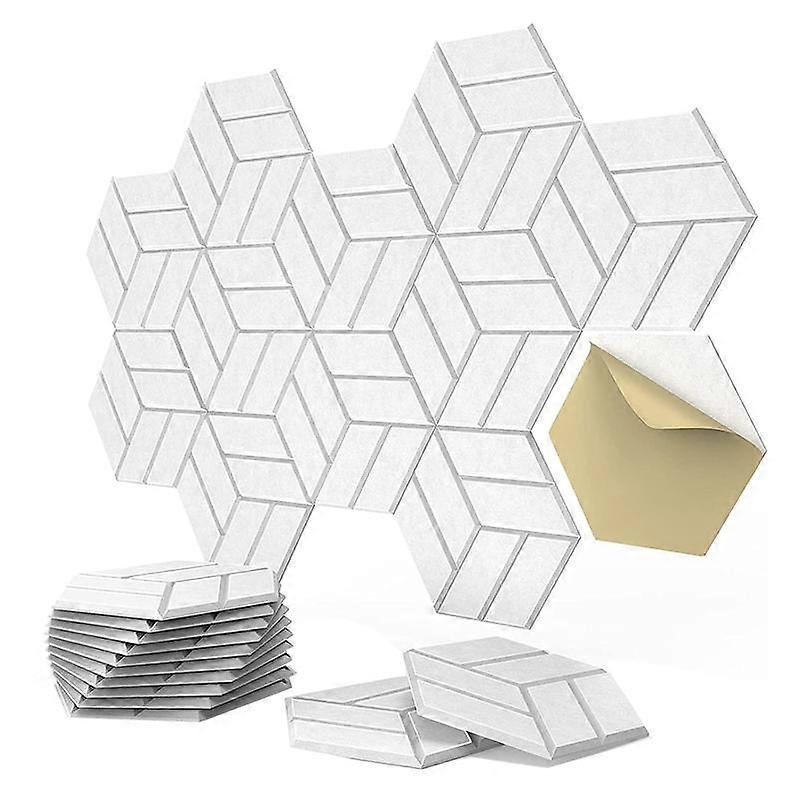 12 Pack Self-Adhesive Acoustic Panels,Hexagon Sound Proof Foam Panels Sound Proofing Padding for Wa