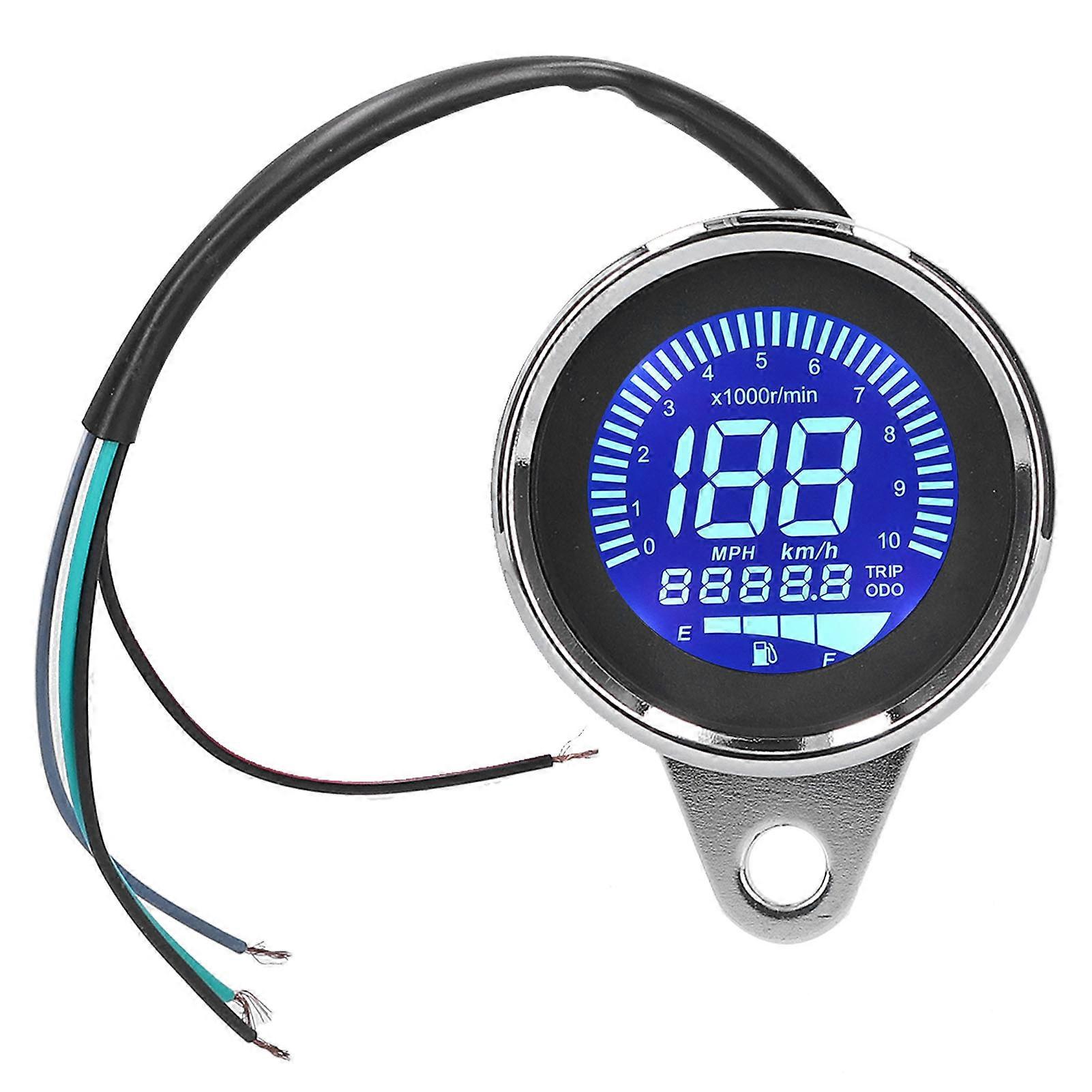 Speedometer 0?160KM/H LCD Digital LED Speed Gauge for Motorcycle 12V DC Retro Chrome Style