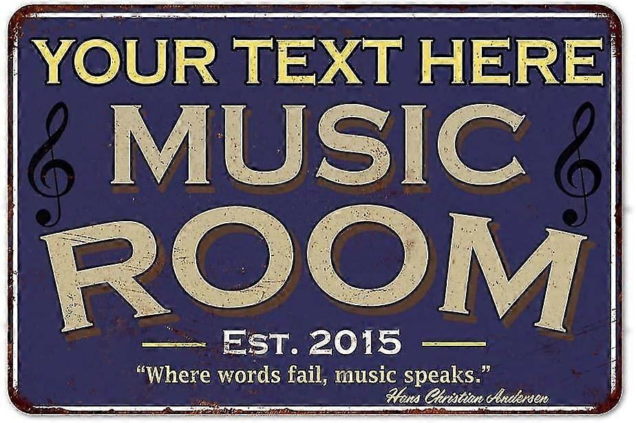 Ihr Name Personalisiertes Musikzimmer Blaues Schild Wand Dcor Geschenk Metallschild 8x12 Zoll ODER 12x16 Zoll Modus