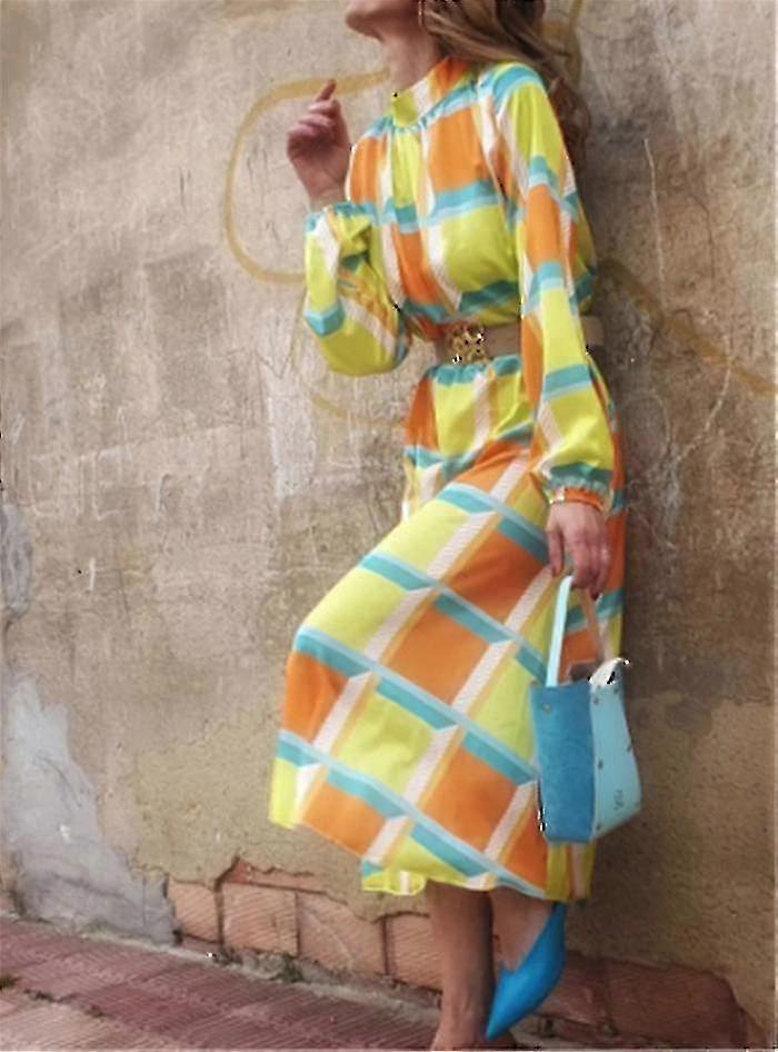 Robe de fête simple imprimée décontractée pour femmes Automne