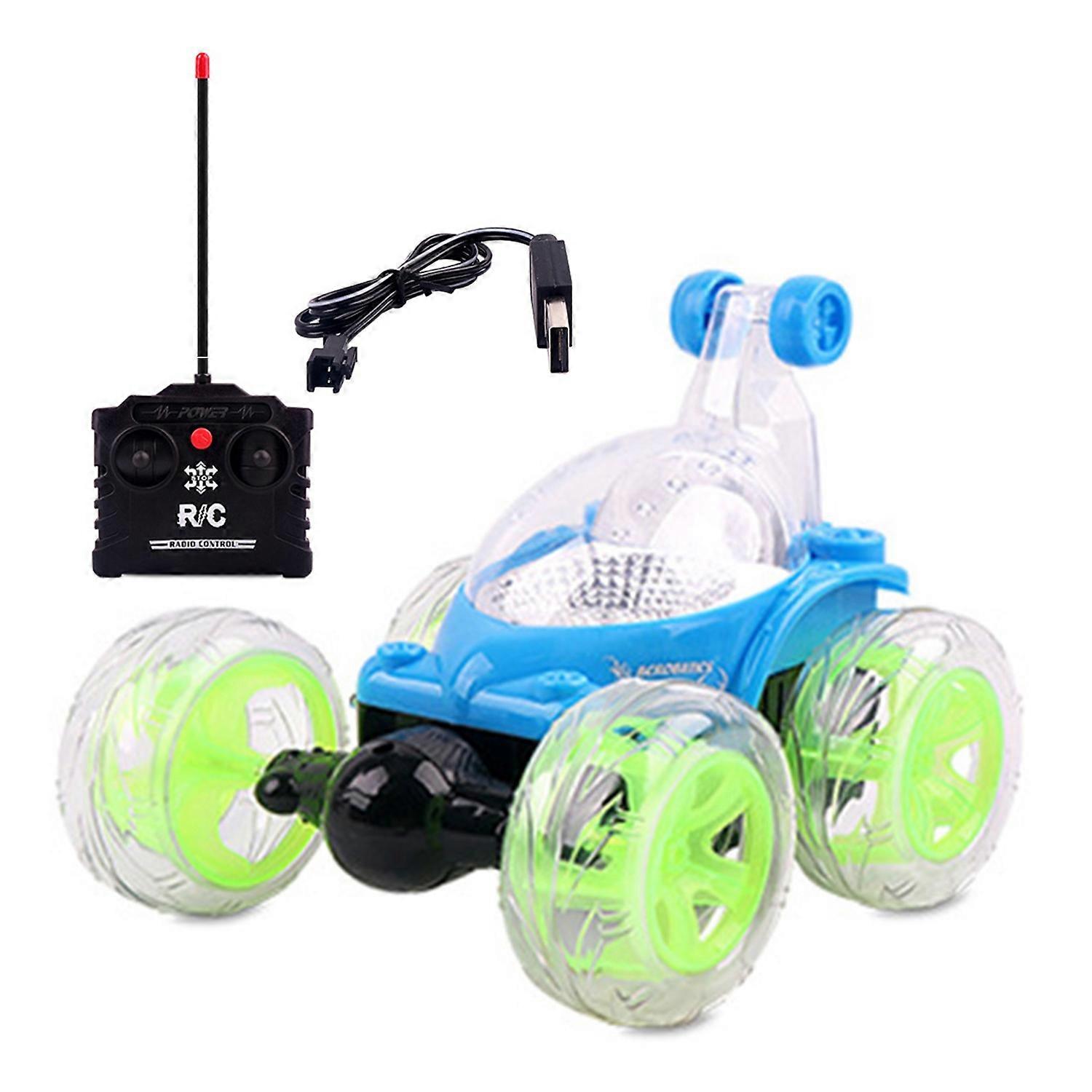 Remote Control Stunt Car Toy with Music Light 360 Degrees Rotating Kids Stunt Vehicle USB