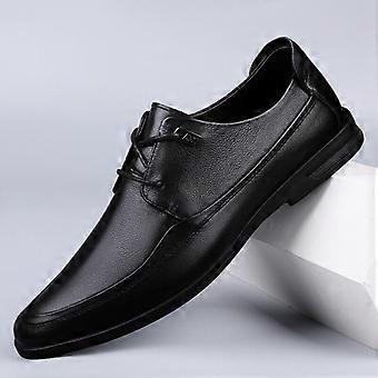 Casual Men's Flat Faux Leather Round Toe Lace Up Lightweight Soft Fashion Shoes