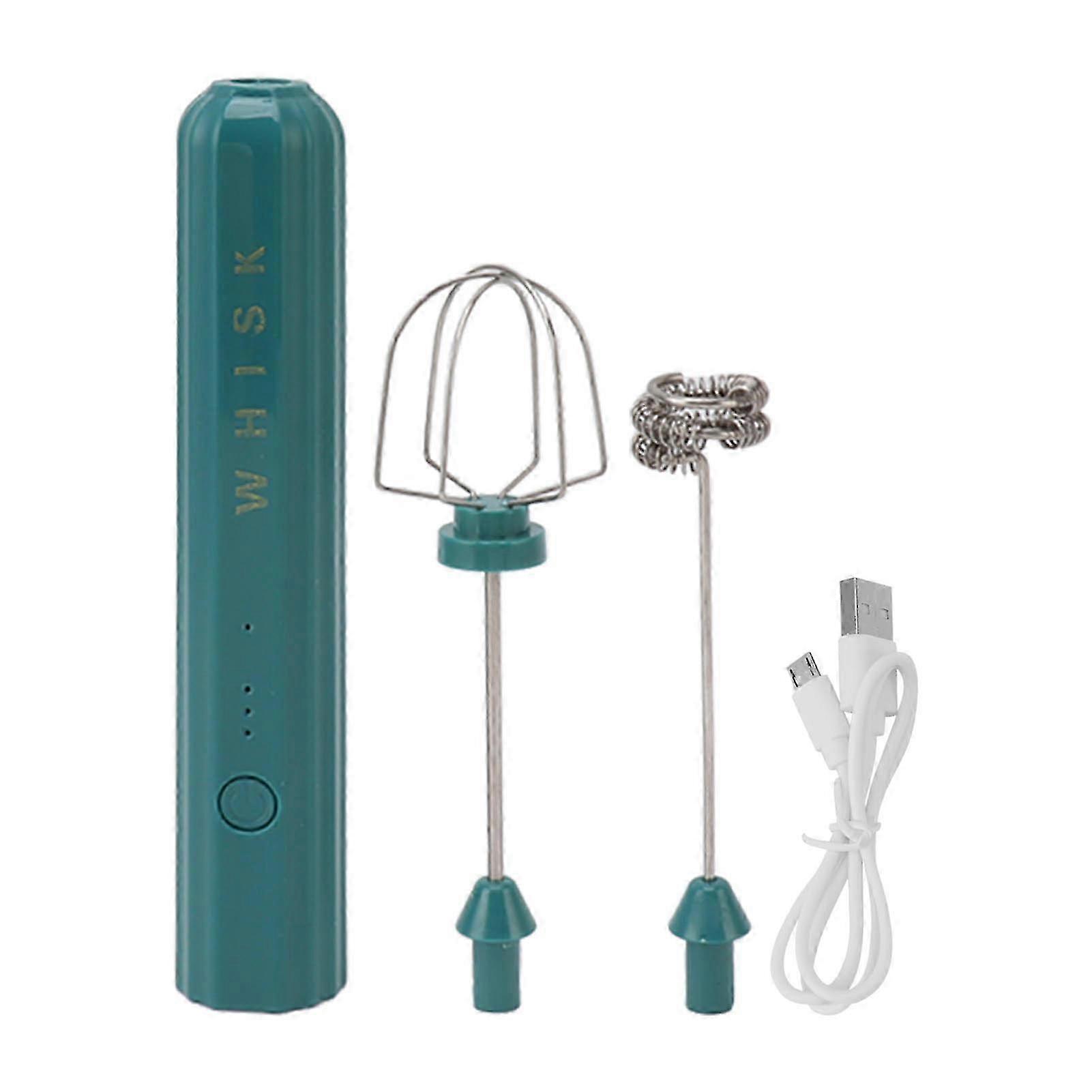 Usb Household Stainless Steel Electric Mixer Handheld Small Mixer Wireless Whisk Frother Green