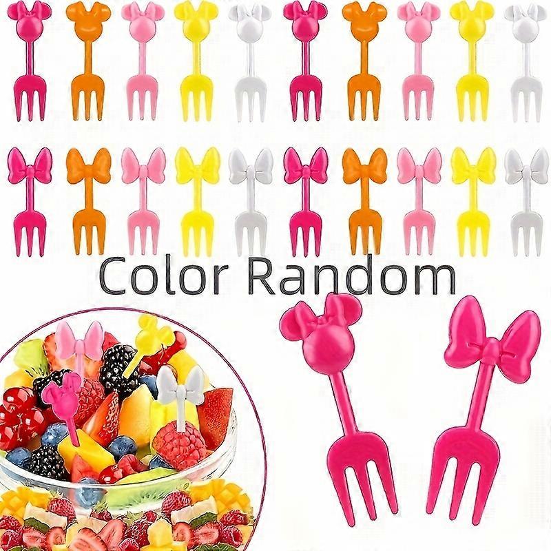 20pcs Bowknot Fruit Forks - Durable & Stylish Plastic Dessert Forks - Small & Versatile for Home, Kitchen, Picnics, Camping, Parties - Perfect Party S