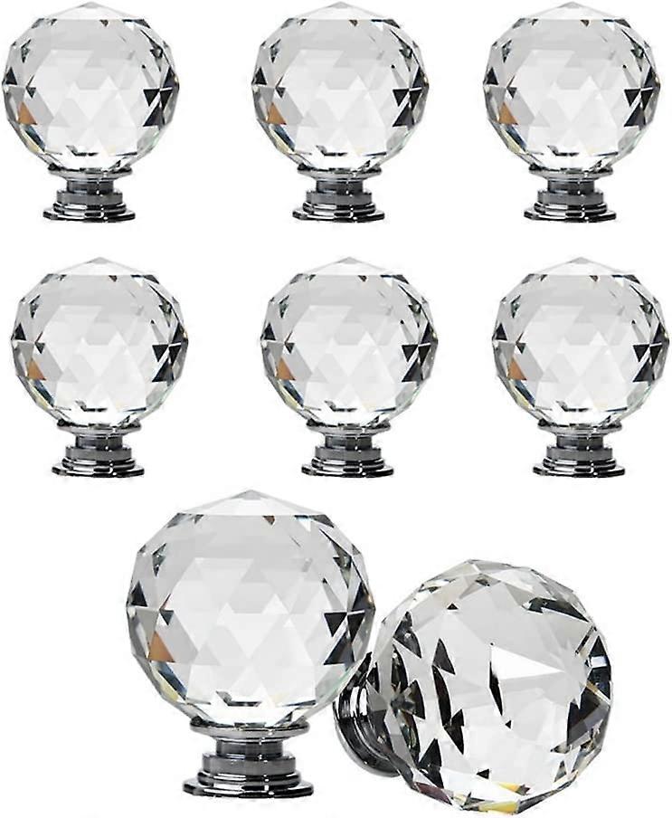 8 Pcs Spherical Drawer Knob Crystal Pull Handles Cupboard Wardrobe Knobs (40MM