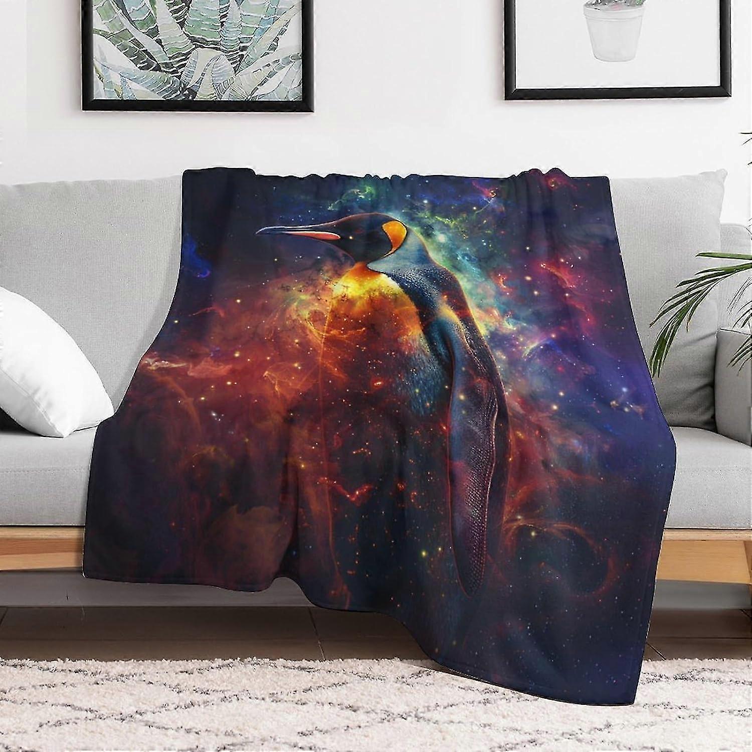 الجدة البطريق الفانيلا رمي بطانية ، لينة وخفيفة الوزن مريحة دافئة الفضاء الخيال غالاكسي ملونKCZAF065ids12599