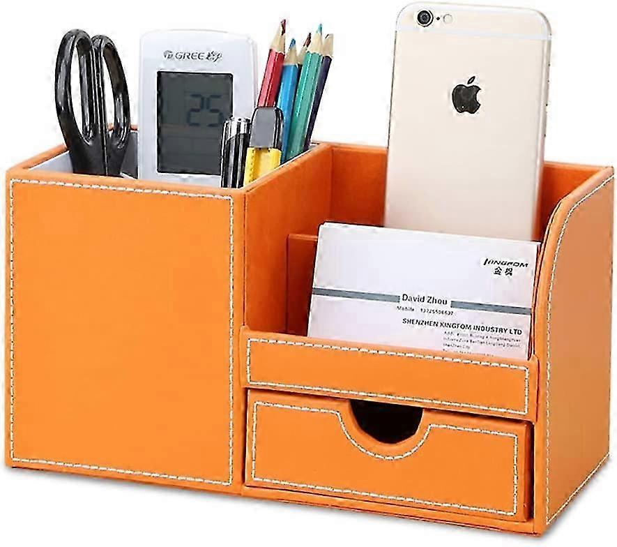 4 Multi-Functional Compartments Desk Organizer (Orange)