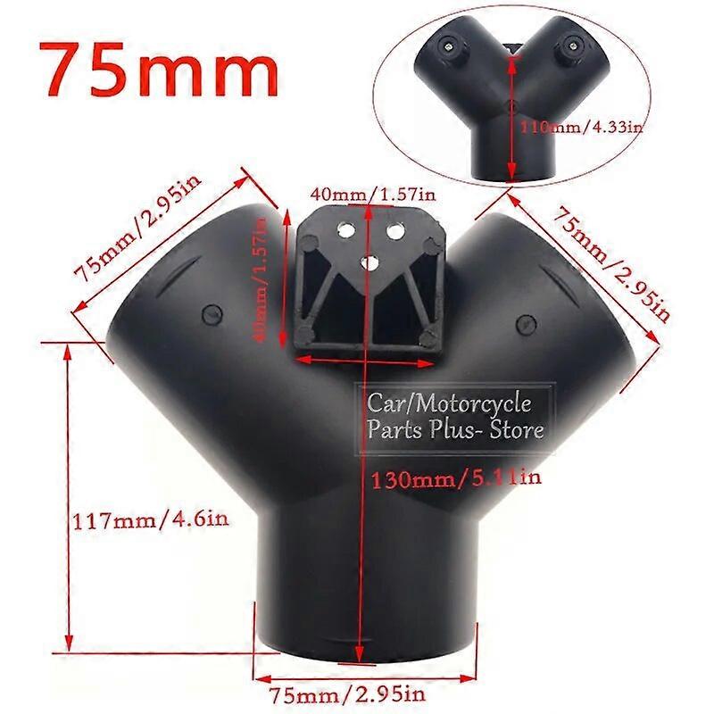 60mm 75mm Y T Piece Car Heater Air Vent Ducting Exhaust Connector w Regulating Valve Flap For Webasto Diesel Parking Heater