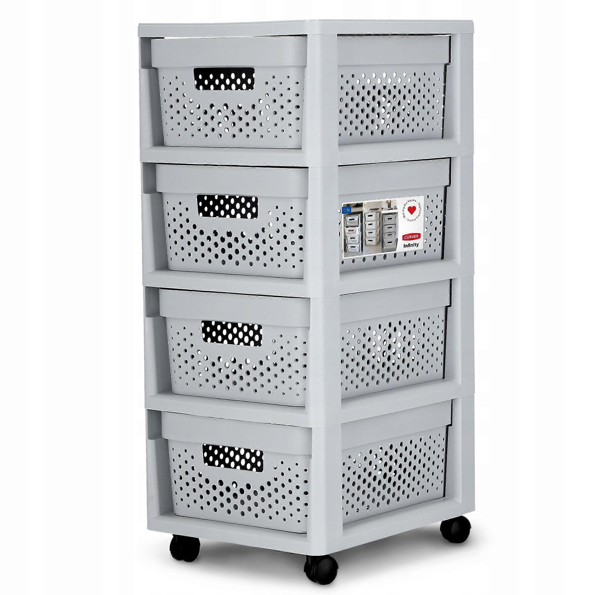 CURVER Durchbrochener Bücherregalschrank mit 4 Schubladen 4X11 L