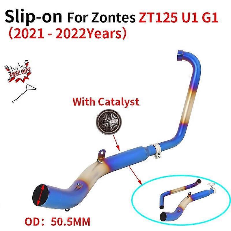 Full Motorcycle Exhaust Escape System Modified Front Link Pipe 51mm Slip On For Zontes ZT125 U1 zt125 G1 2021 - 2022 Catalyst