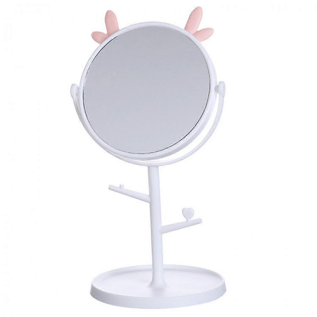 Desktop Dressing Mirror with Cat Ears Rotary Cosmetic Mirror Round Makeup Table Mirror