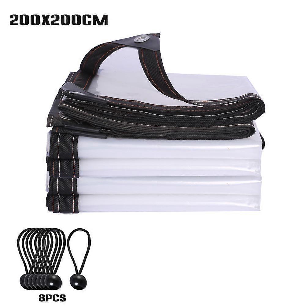 Retractable waterproof transparent, multifunctional rainproof and windproof tarpaulin 2m*2m, with 8 tying balls