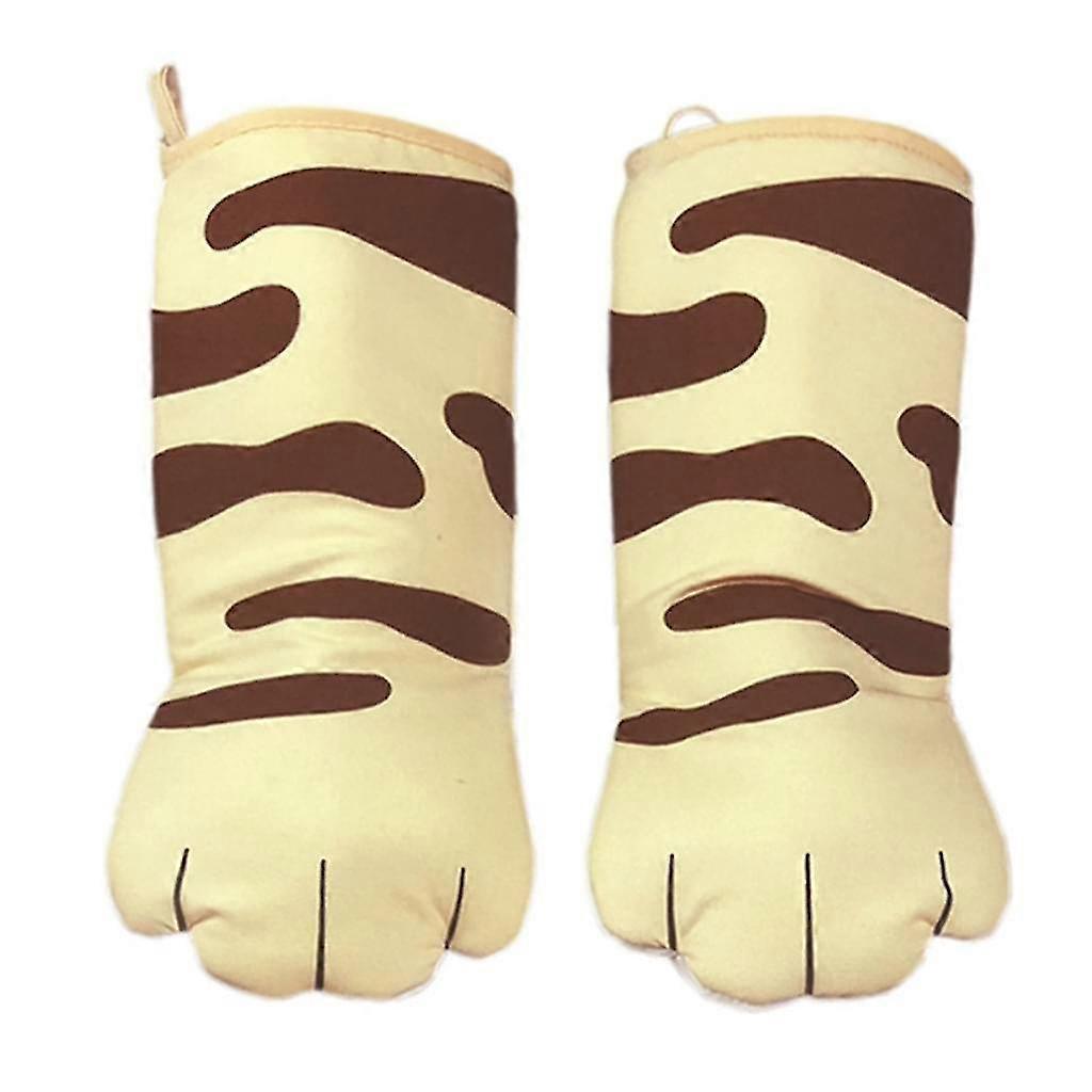2pcs Cartoon Oven Gloves - Cute Cat Design For Safe Baking