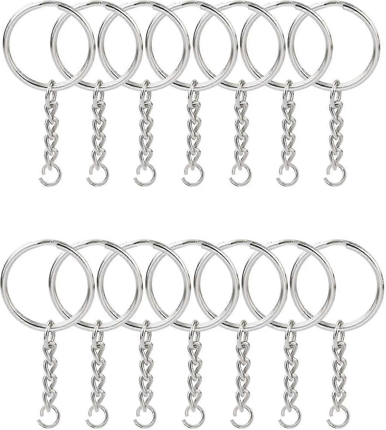 100pcs Split Key Ring avec chaîne 1 pouce, Split Key Ring avec chaîne Silver Color Metal Split Key Chain Ring Parties avec anneau de saut ouvert et connecteur