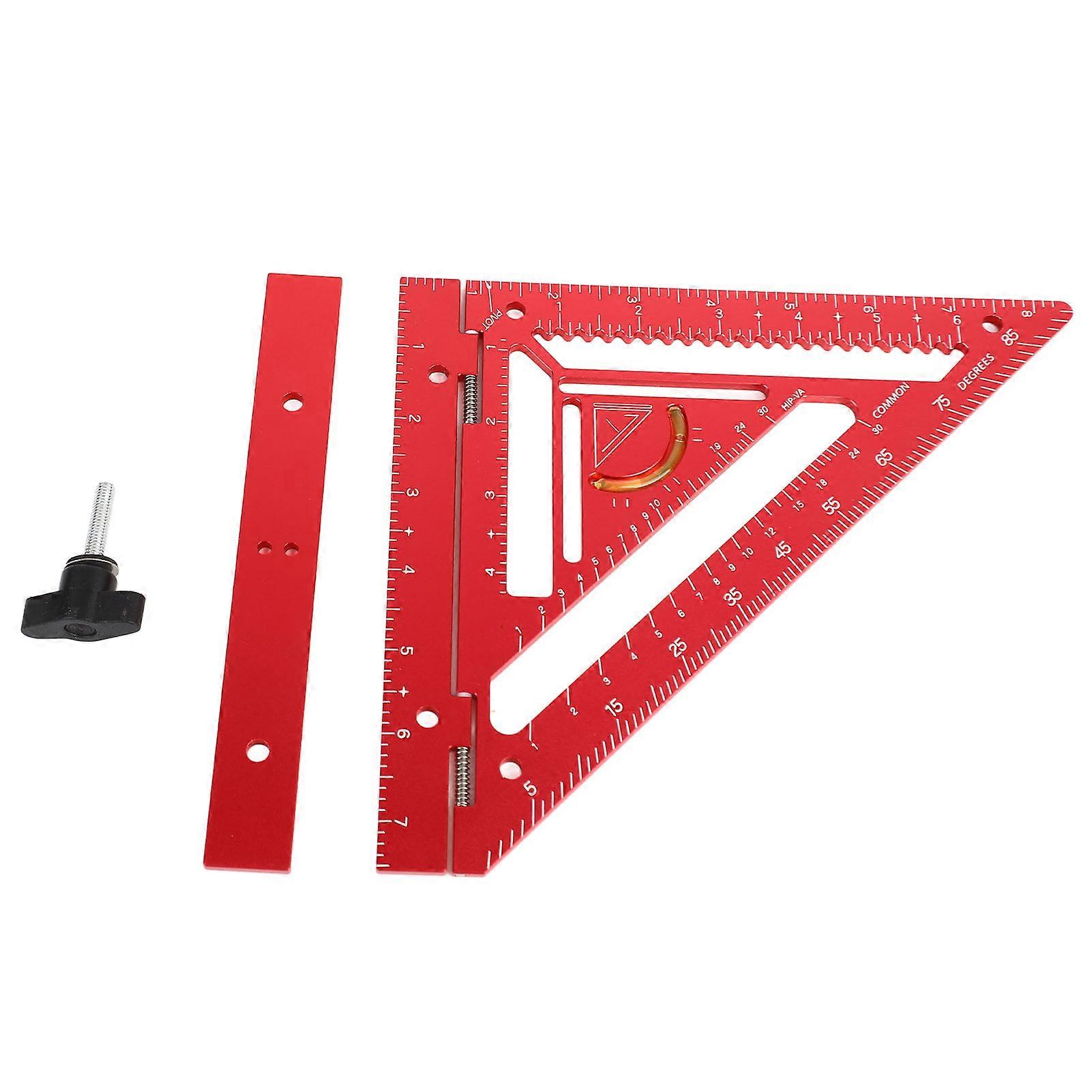 Aluminum Alloy Rafter Square Tool with Jig Block for Woodworking, Triangular Ruler Protractor, Carpenter Square