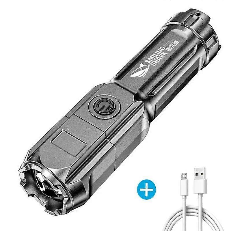 Multi-function Bright Led Flashlight Battery Power Rechargeable Strong Focusing Light Flash Light Zoom Bicycle Bike Light