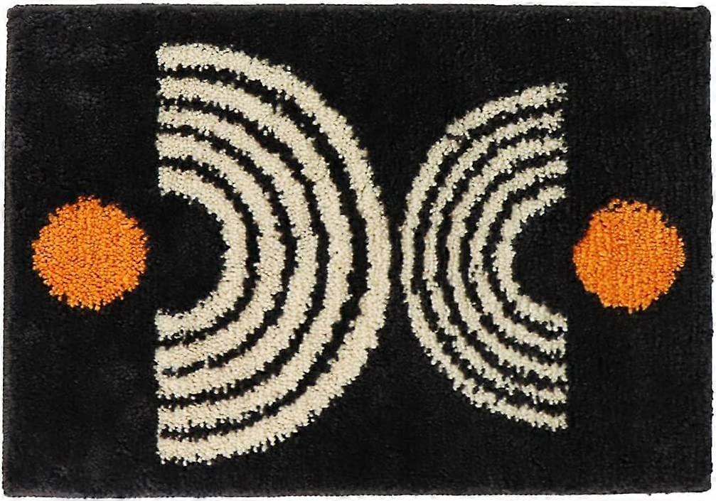 Bathroom Mats, Machine Washable (Black/Orange, 16"x24")