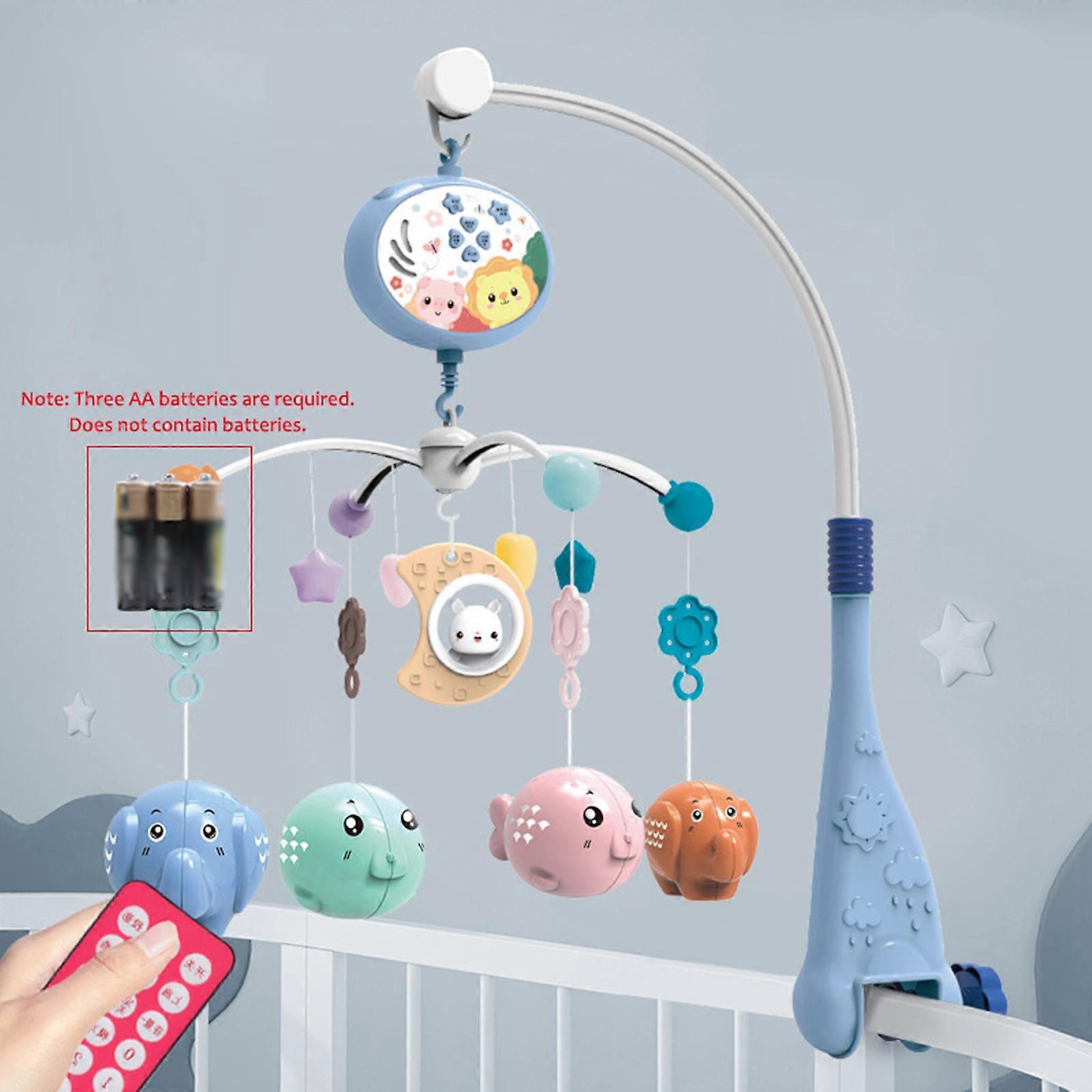 Baby Musical Crib Mobile with Timing Function Projector and Lights,Hanging Rotating Rattles and Remote Control Music Box,Toy for Newborn 0-24 Months