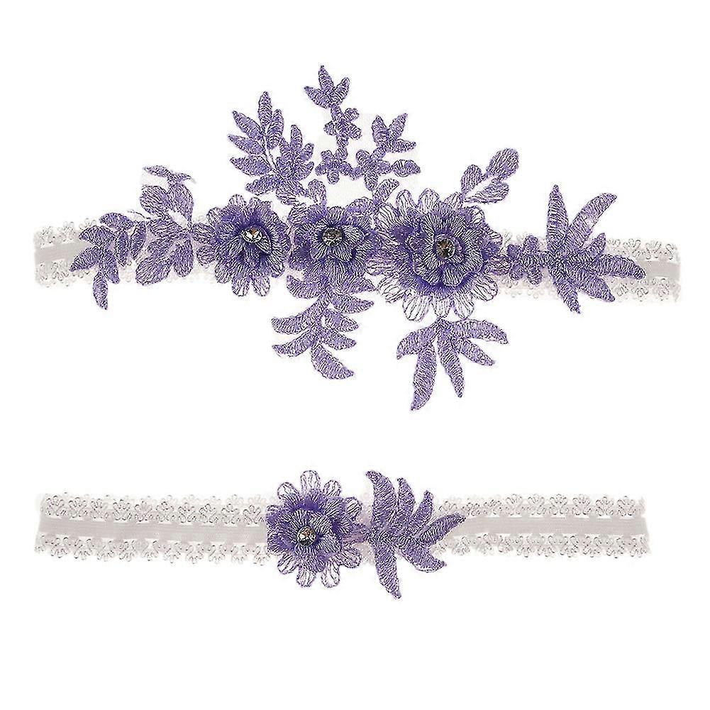 הגעה מהירה 2 יחידות סט ביריות חתונה תחרה בירית כלה בירית פרחונית נמתחת לכלה סגנון יפה ואלגנטי