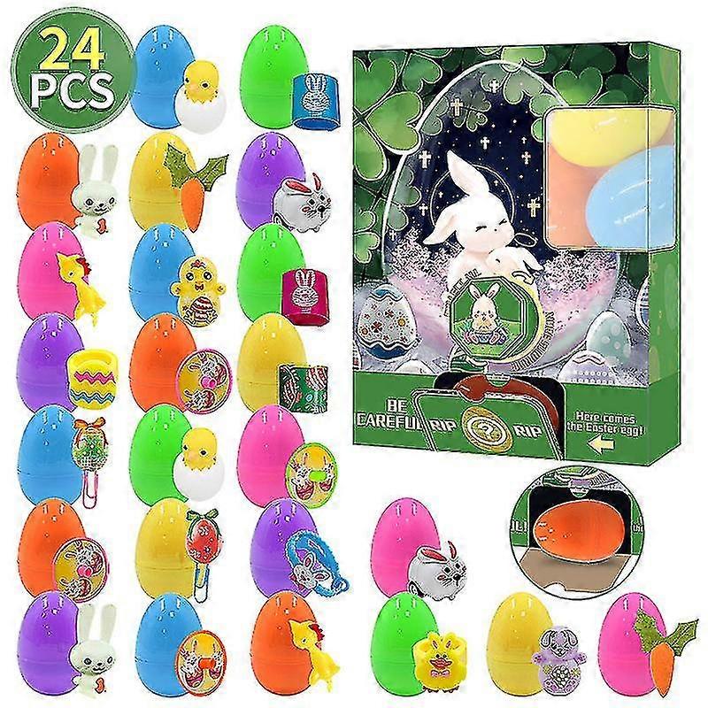 24pcs Easter Egg Twister Xt-40 Easter Eggs Diy Pinch Small Toy Printed Open Egg Shell Raffle Blind Box