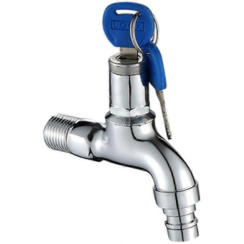 Csaptelep Lopásgátló kültéri csaptelep, Lopásgátló sárgaréz csaptelep, zárható kültéri csaptelep, mosógéphez a kertben ezüst