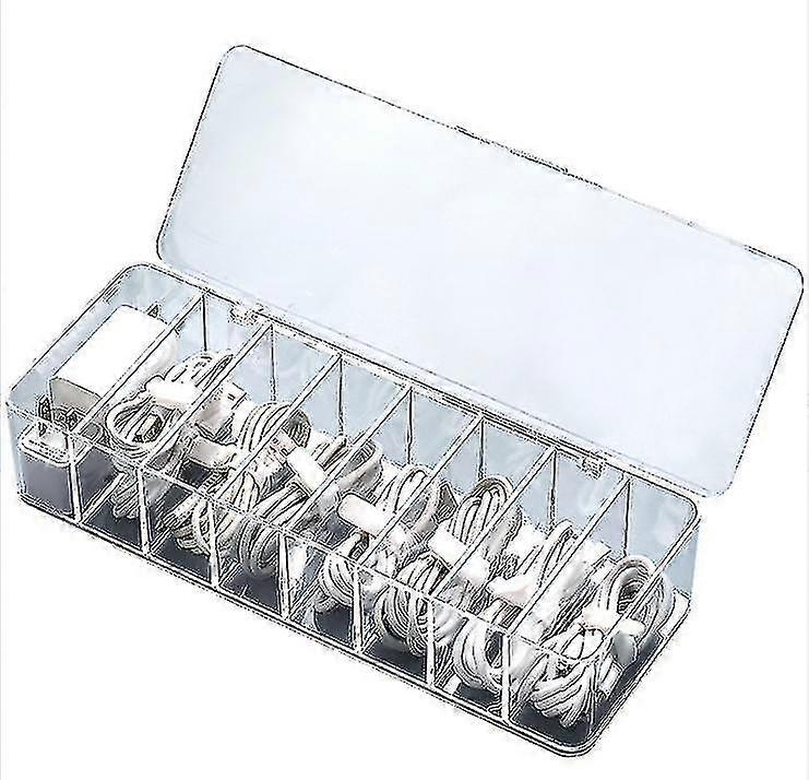 Transparent Dustproof Electronic Accessories Cable Charger Wires 8 Grids Storage Box