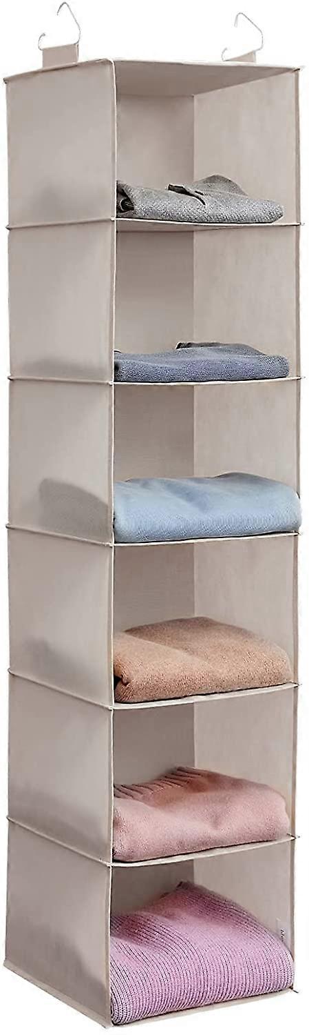 Light Grey 5-Shelf Hanging Closet Organizer with 2 Sturdy Hooks, Closet Hanging Storage Shelves Foldable Hanging Shelf Organizer, Grey