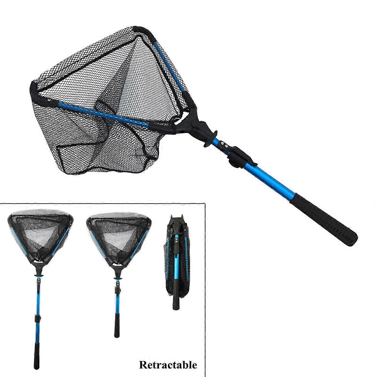 Aluminum Alloy Combines Retractable Triangle Folding Hand Net for Kayak Catfish Bass Steelhead Salmon Trout Fishing