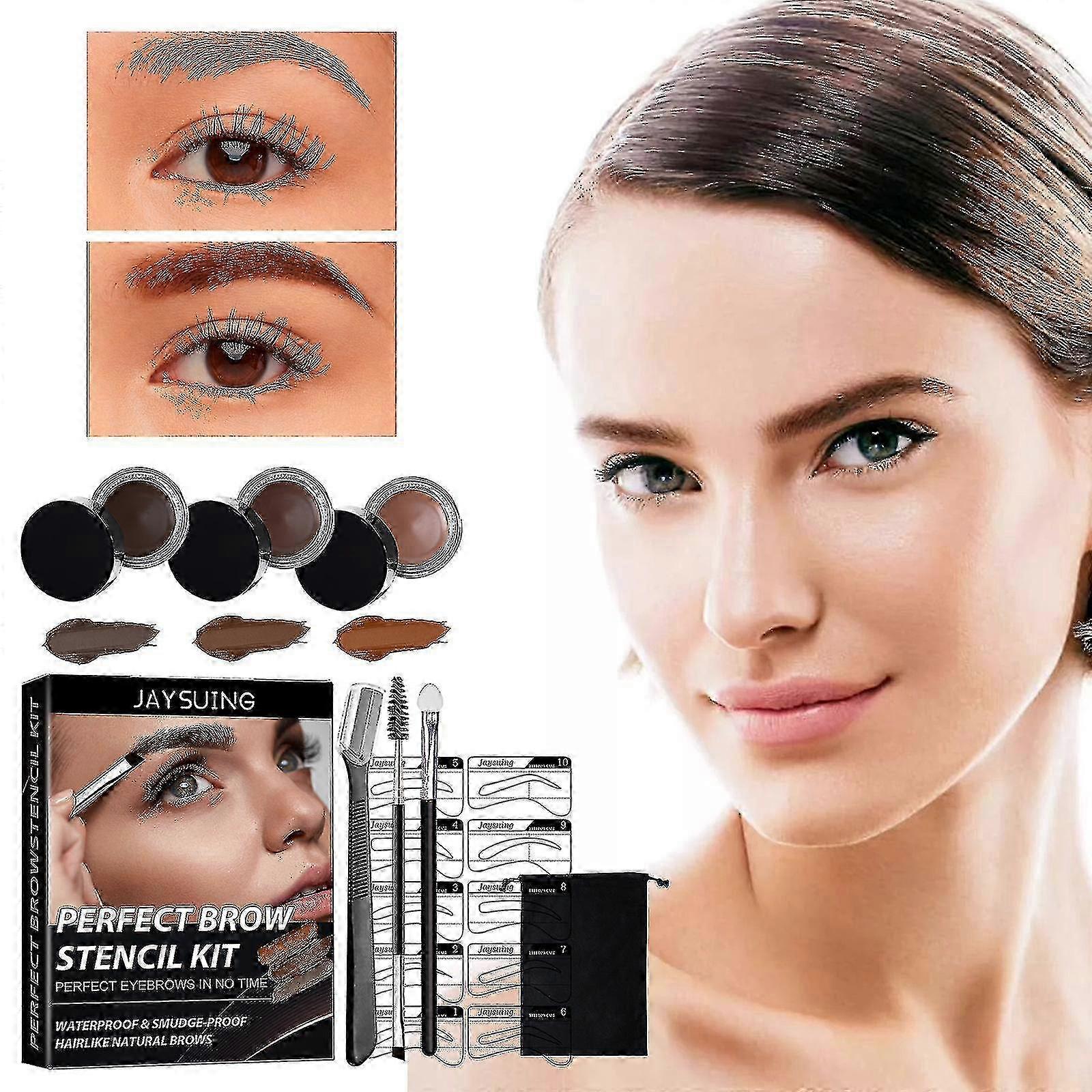 Jaysuing眉毛クリームセット立体ワイルド眉毛防汗スムーピング眉毛クリーム眉毛クリーム眉毛カード眉ナイフダブルエンドブラシ|