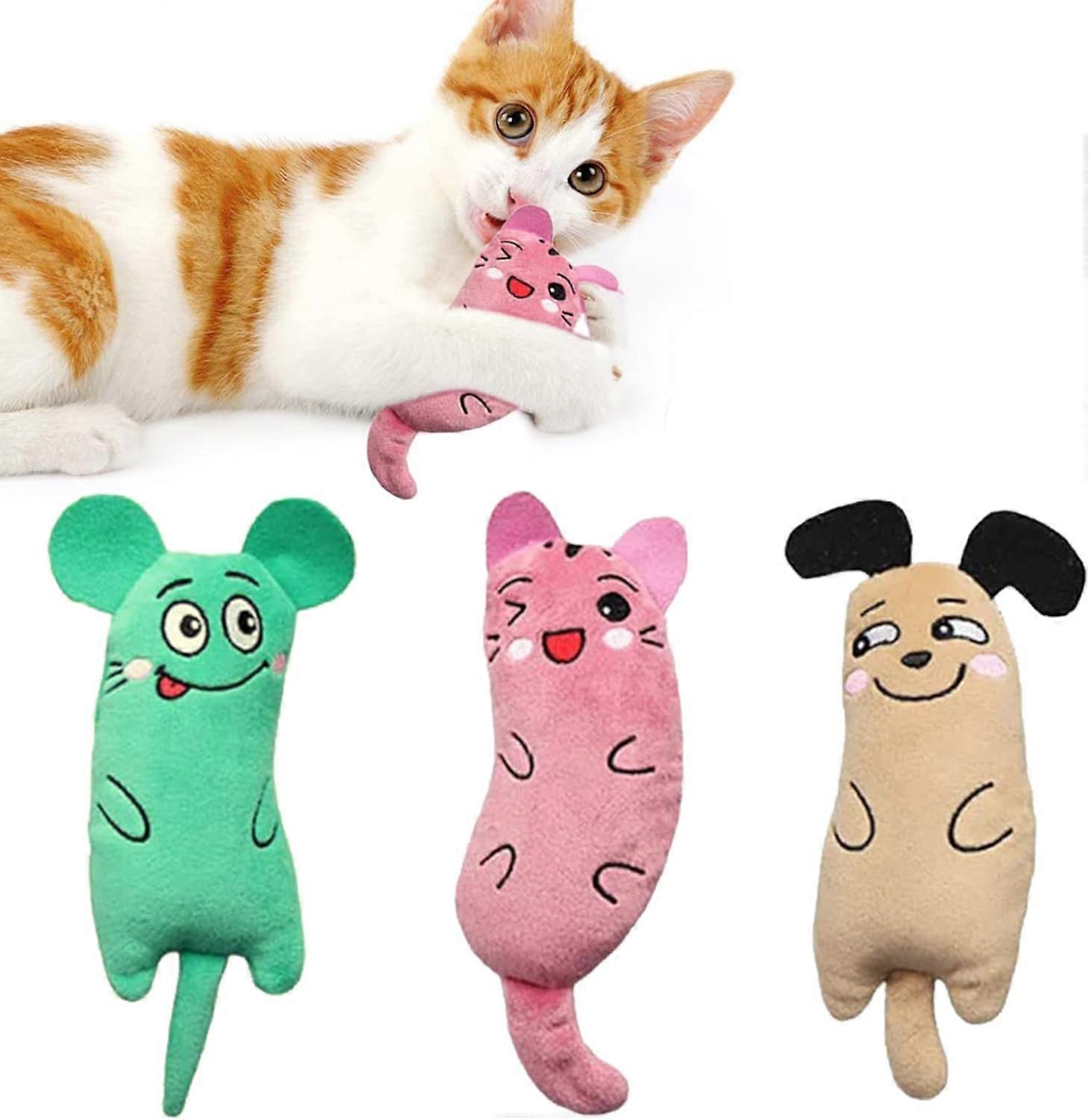 Cat Catnip Toys,3 Pack Interactive Cat Teeth Cleaning Plush Toys for Indoor Cats Kitten- Fish-1