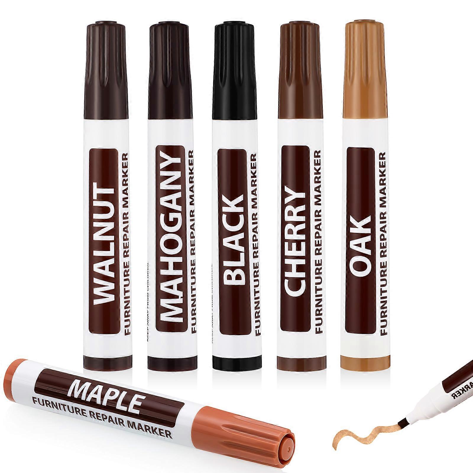 6 Pcs Wooden Furniture Touch Up Markers Scratching Repair Tools Worn Blemish Concealing Utensils