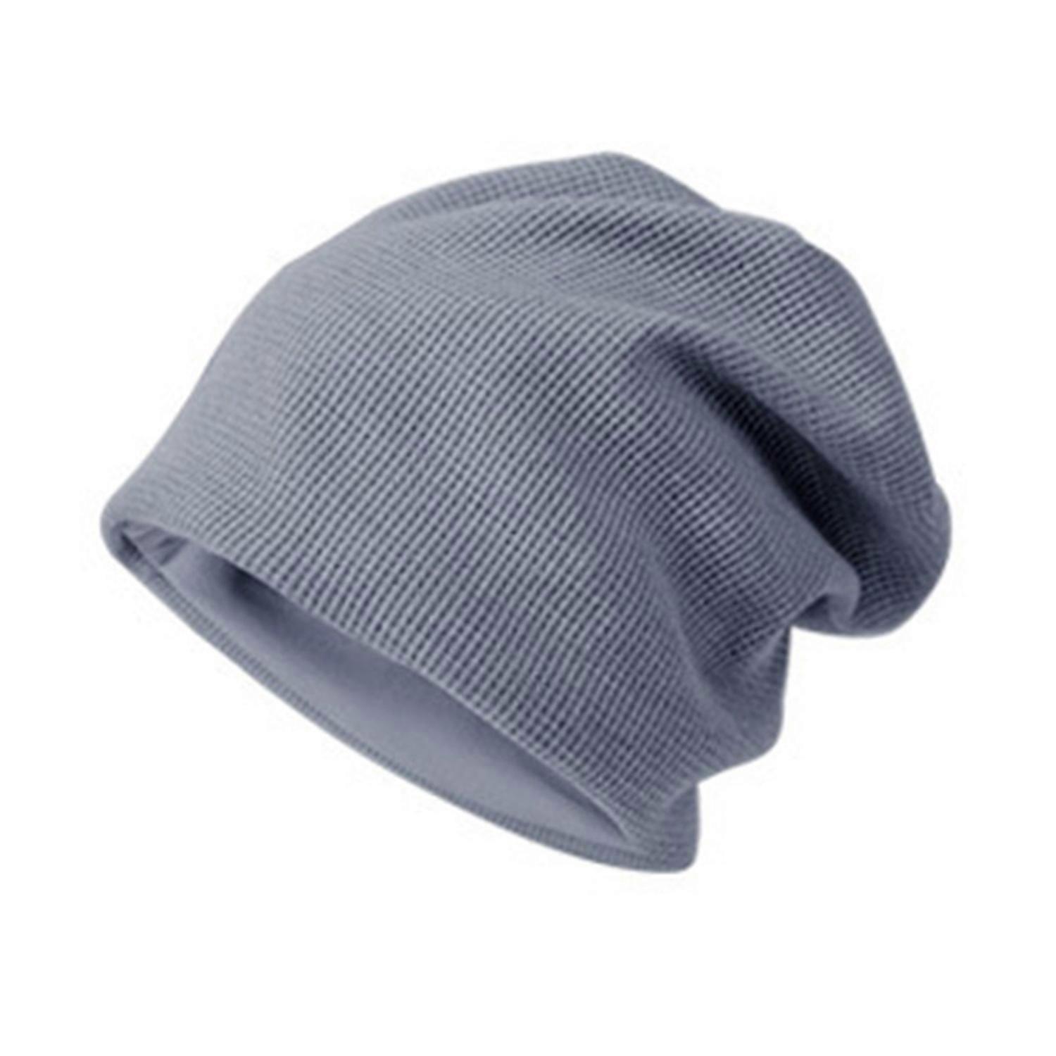 Fall Winter Men Piled Hat Baggy Solid Color Knitted Elastic Keep Warm Good Elasticity Thermal