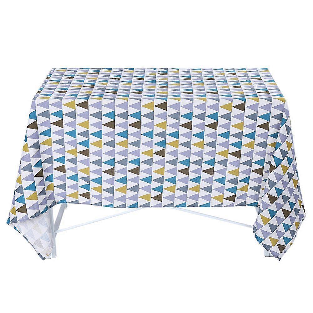 Cotton Linen Triangle Pattern Tablecloth Home Dinning Table Cover Decor(140*100)