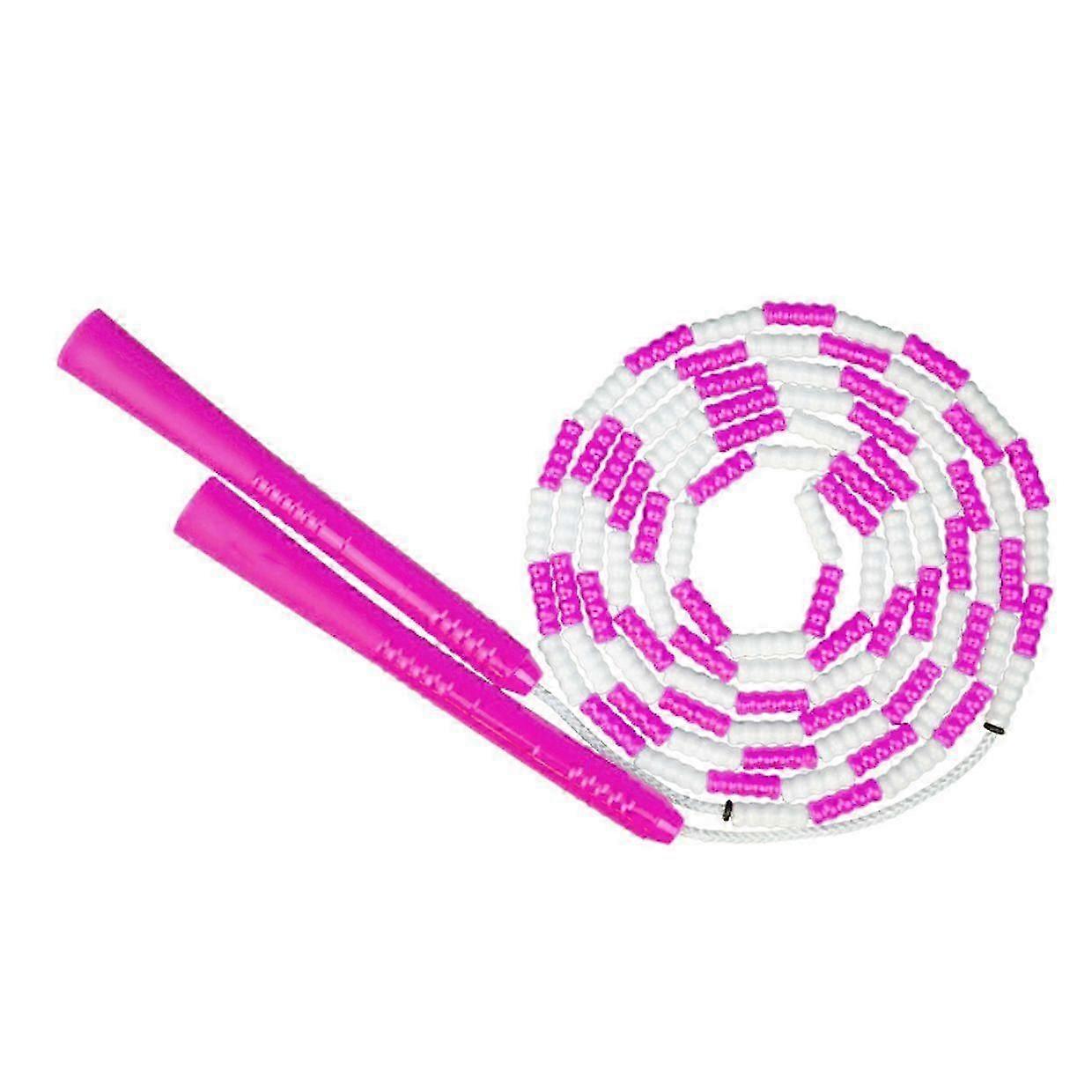 9ft Soft Beaded Jump Rope Adjustable Tangle Rope Segment Fitness Jump Rope Pink