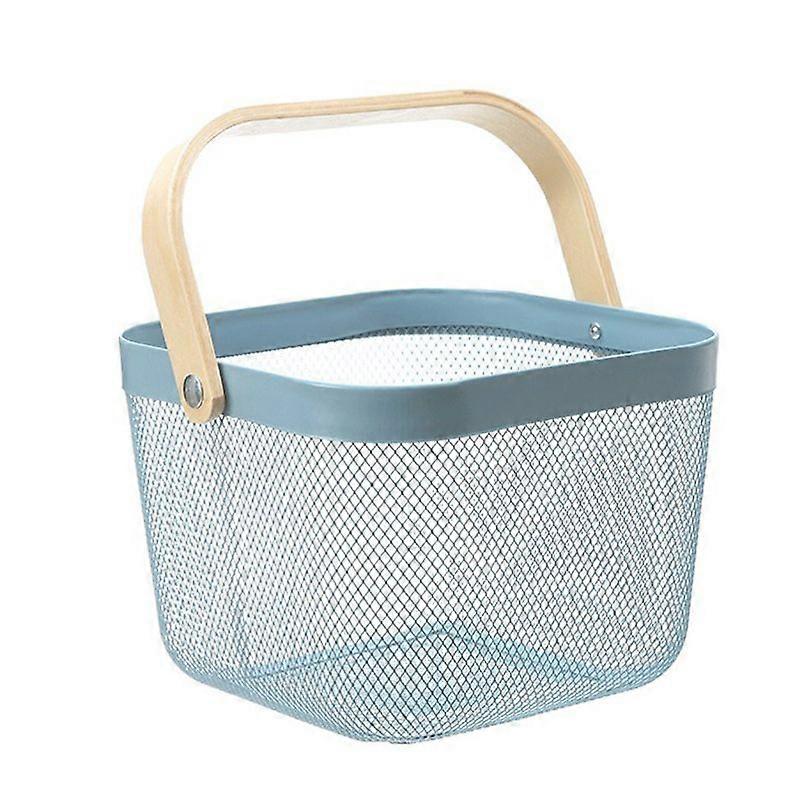 Fruit Colander Metal Material Comfortable Portable Handle Wear Resistant Practical Vegetable Drain Basket for Kitchen Blue