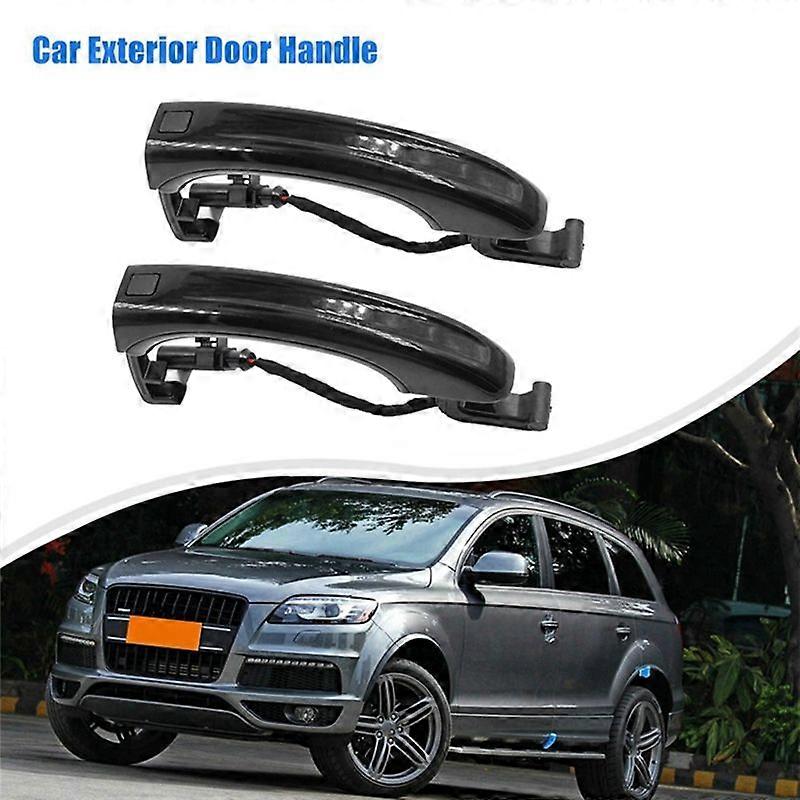 2pcs Car Black Exterior Door Handle W/Key Button for 2007-2015 4L0837205A 4L0837207A 4L0 837 205B