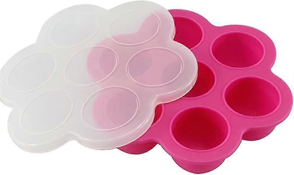 Silicone Tray With Compartments For Baby Food, Container, Bin With Lid For Freezer, Transportable, Bpa Free, Silicone, Rose Red, One Size,4587