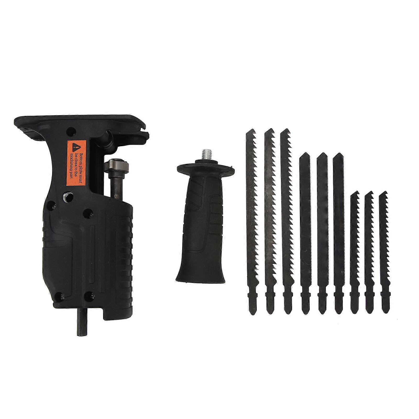Protable Reciprocating Saw Adapter Electric Drill Modified Tool Attachment with 9 Replacement Saw Blades