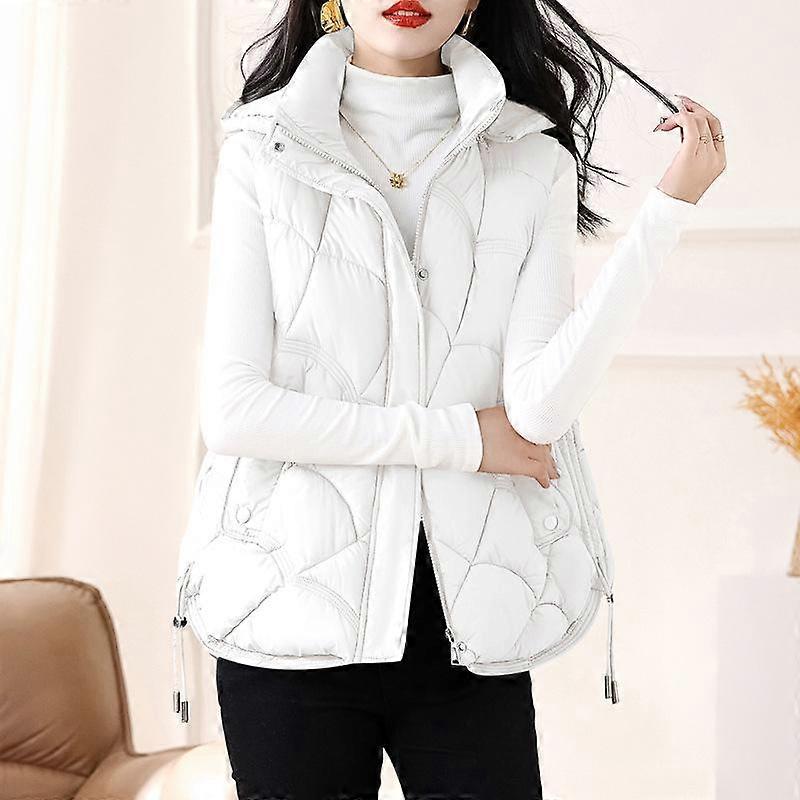 Jacket Down Warm Vest Women's Autumn and Winter Stand-up Collar Korean Style Hooded Vest Waistcoat Down Vest Padded Sleeveless Parka