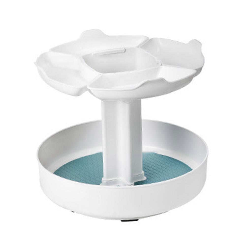360 Degree Rotating Cosmetic Storage Rack Double Tier Flower Shape Multiple Purposes Kitchen Gift Convenient Eco-friend Light blue