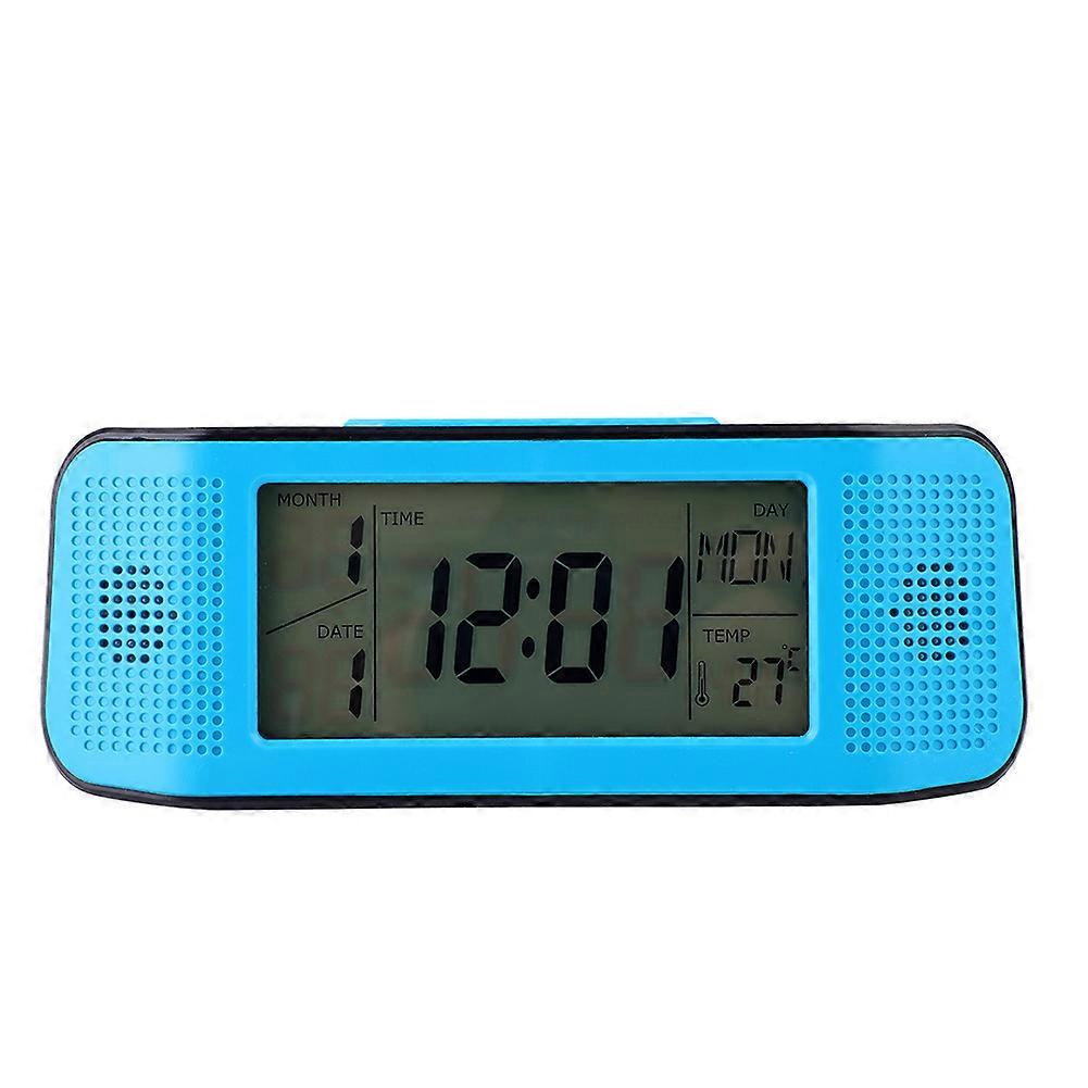 Sound Control Sensing Electronic LCD Alarm Multi-function Calendar Digital Clock(Blue)