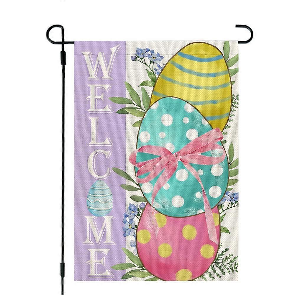 12x18-Inch Double-Sided Easter Egg Garden Flags for Outdoor Decoration, Durable Polyester, Vibrant Spring Colors