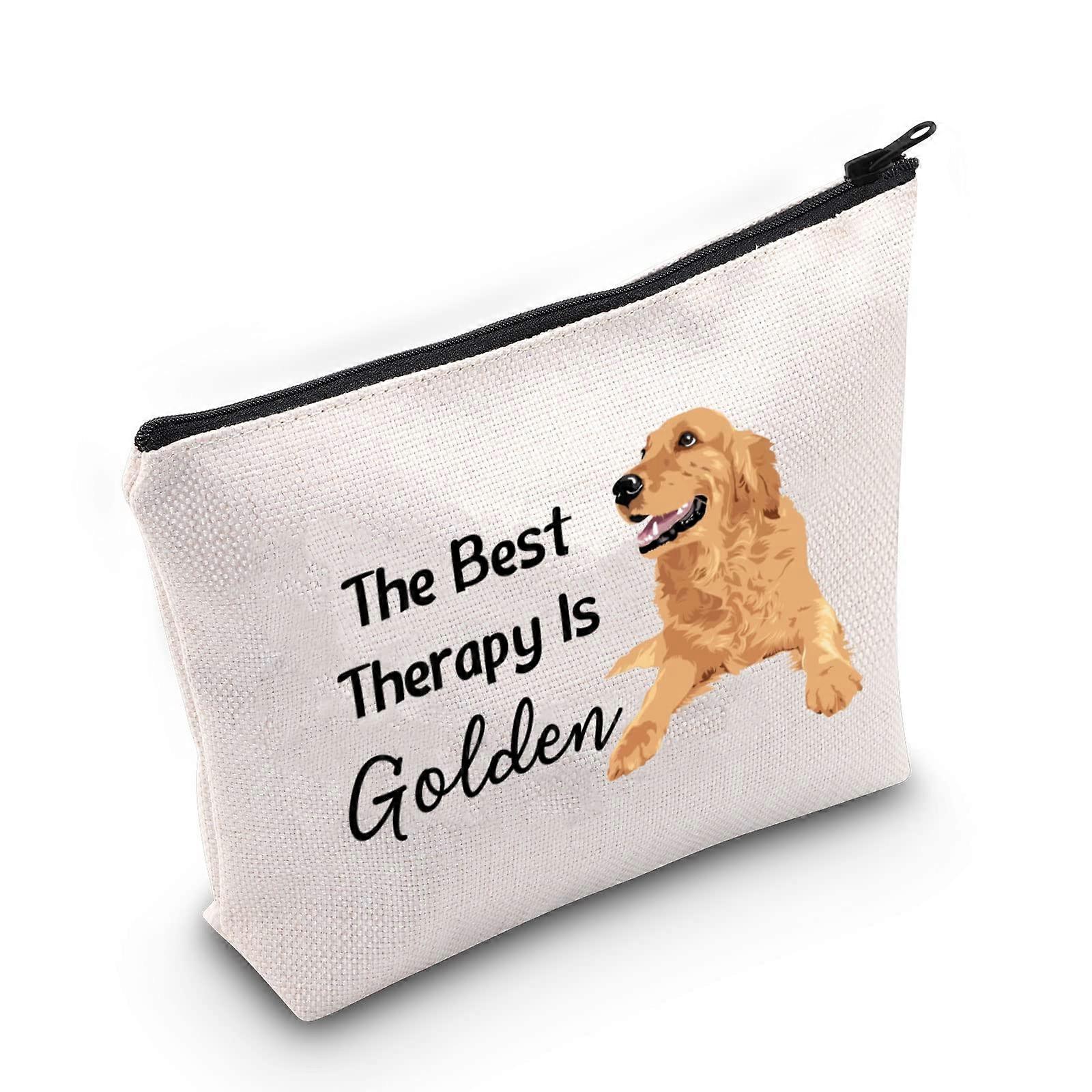 Makeup bag golden retriever lover gift therapy is