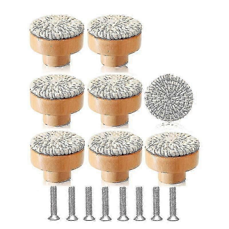 8pcs Boho Rattan Dresser Knobs Wood Drawer Knobs Compatible Cabinet Decor Zekai