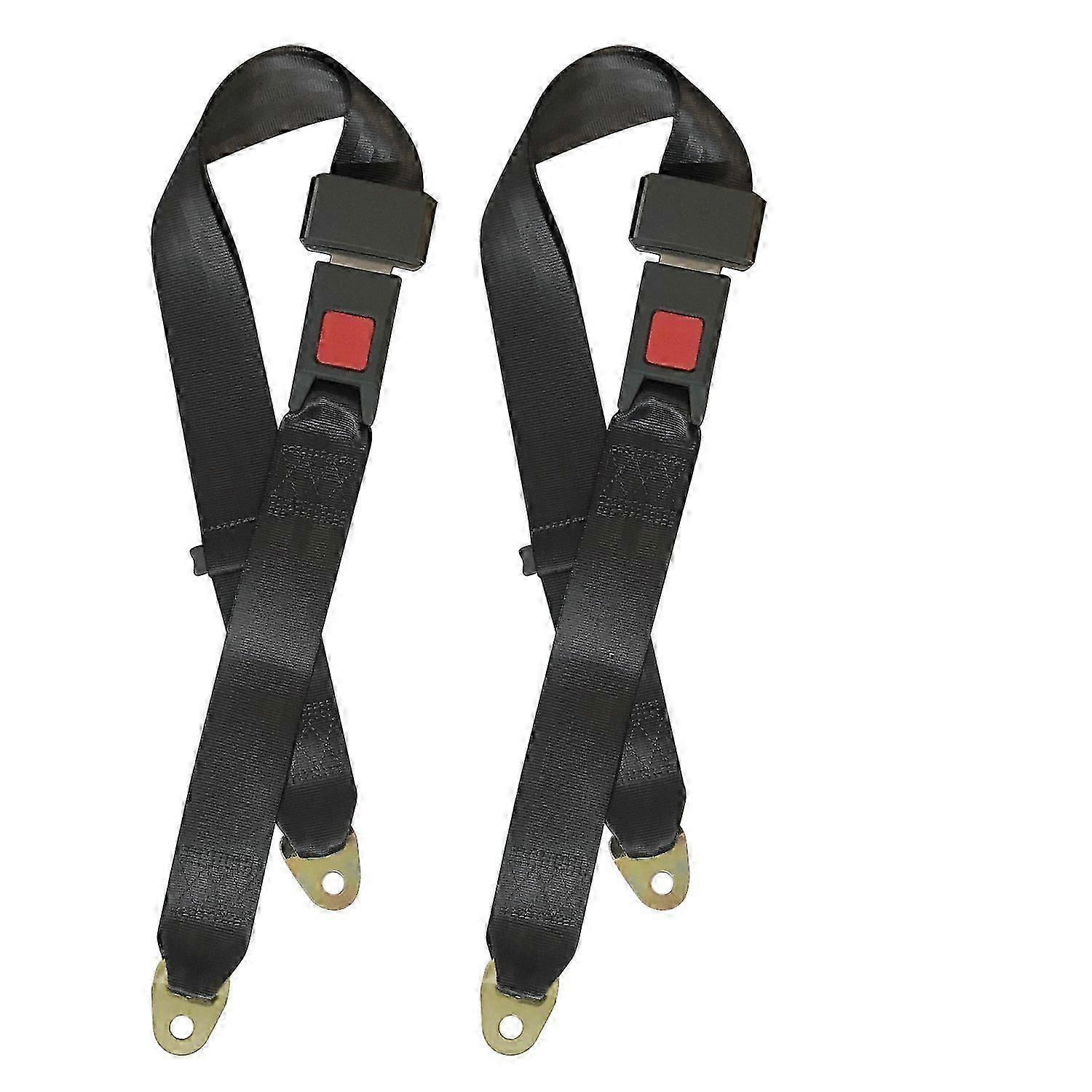 2 Pack Universal Lap Seat Belt 2 Point Adjustable Safety Seat Belt for Go Kart, Club Golf Cart