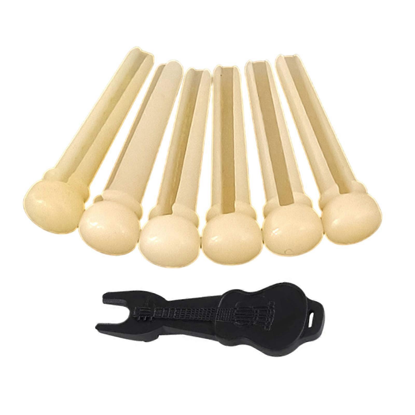 élégant os guitare chevalet broches ensemble os pont goupilles os instruments à cordes accessoires texture osseuse adapté pour guitare jaune
