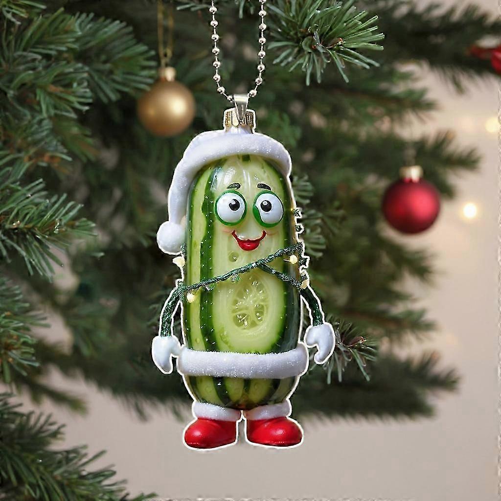 Pendentif concombre acrylique arbre de Noël, pendentif de décoration de Noël concombre smiley, pendentif concombre avion mignon